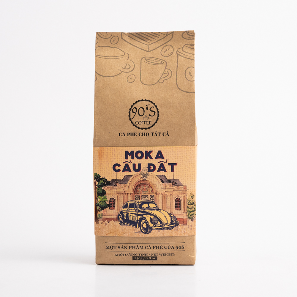 Cà phê hạt moka cầu đất nguyên chất rang mộc - 100% cà phê sạch - 90s coffee vietnam