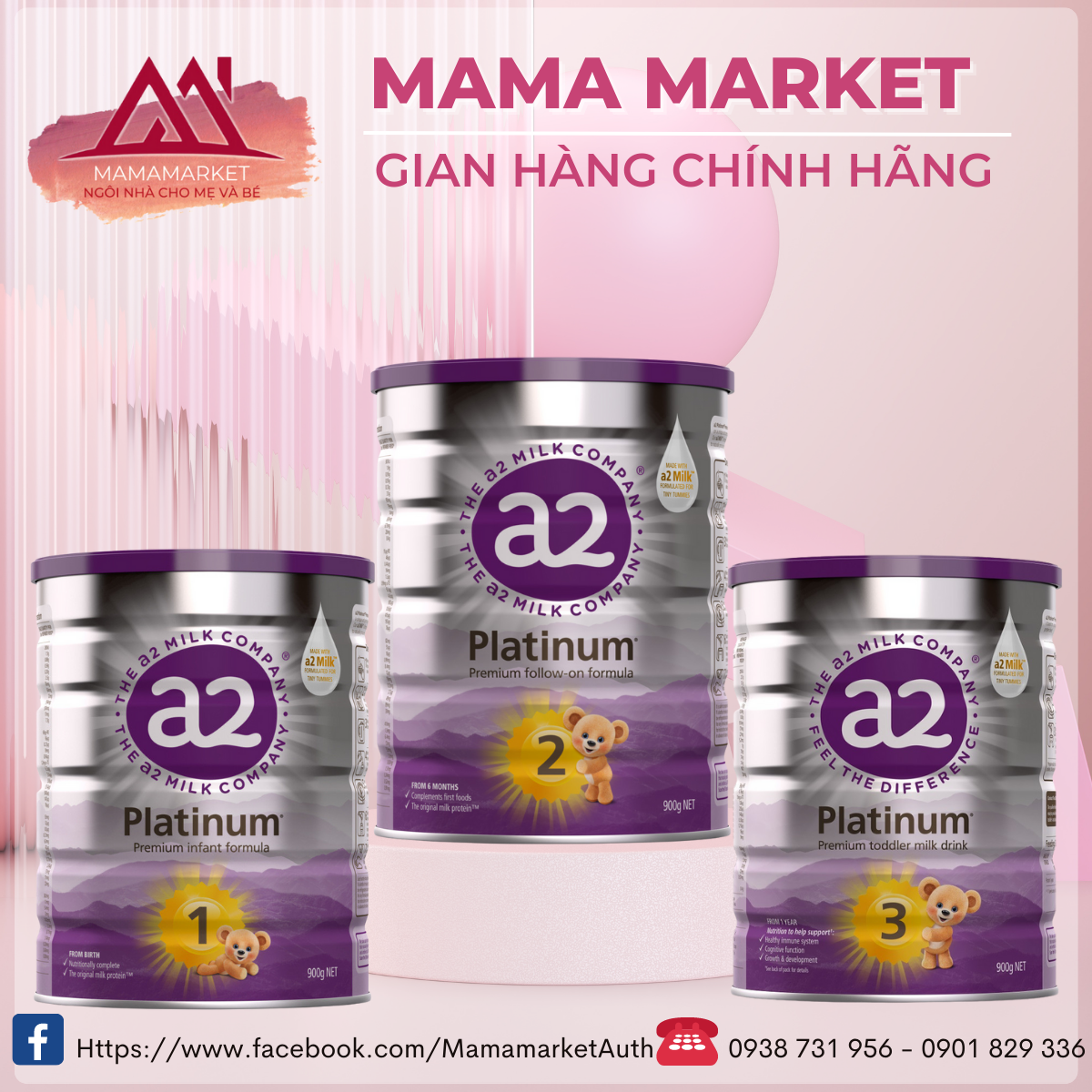 Sữa A2 Platinum đủ số 1.2.3.4 - lon 900gr [ Mẫu mới & Date 2025 ]