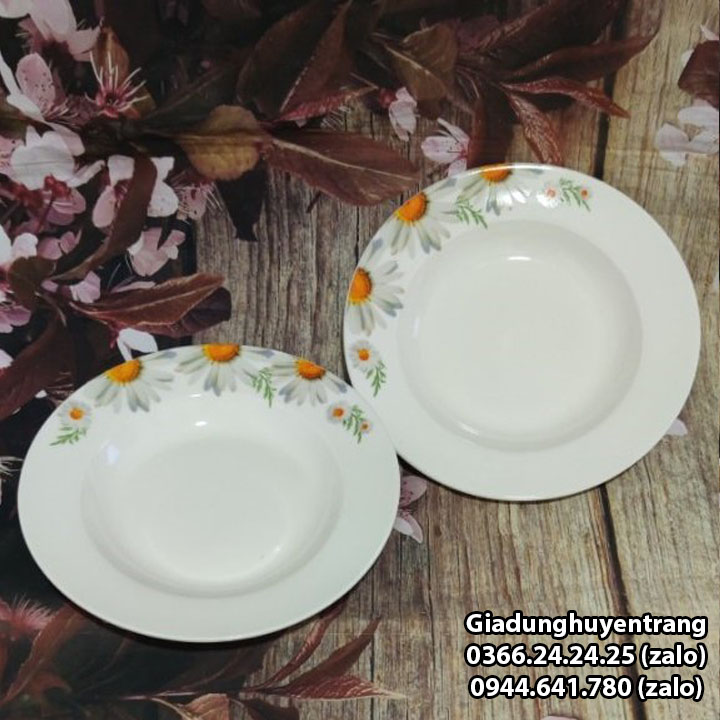 dĩa sứ họa tiết - dĩa sứ lòng sâu