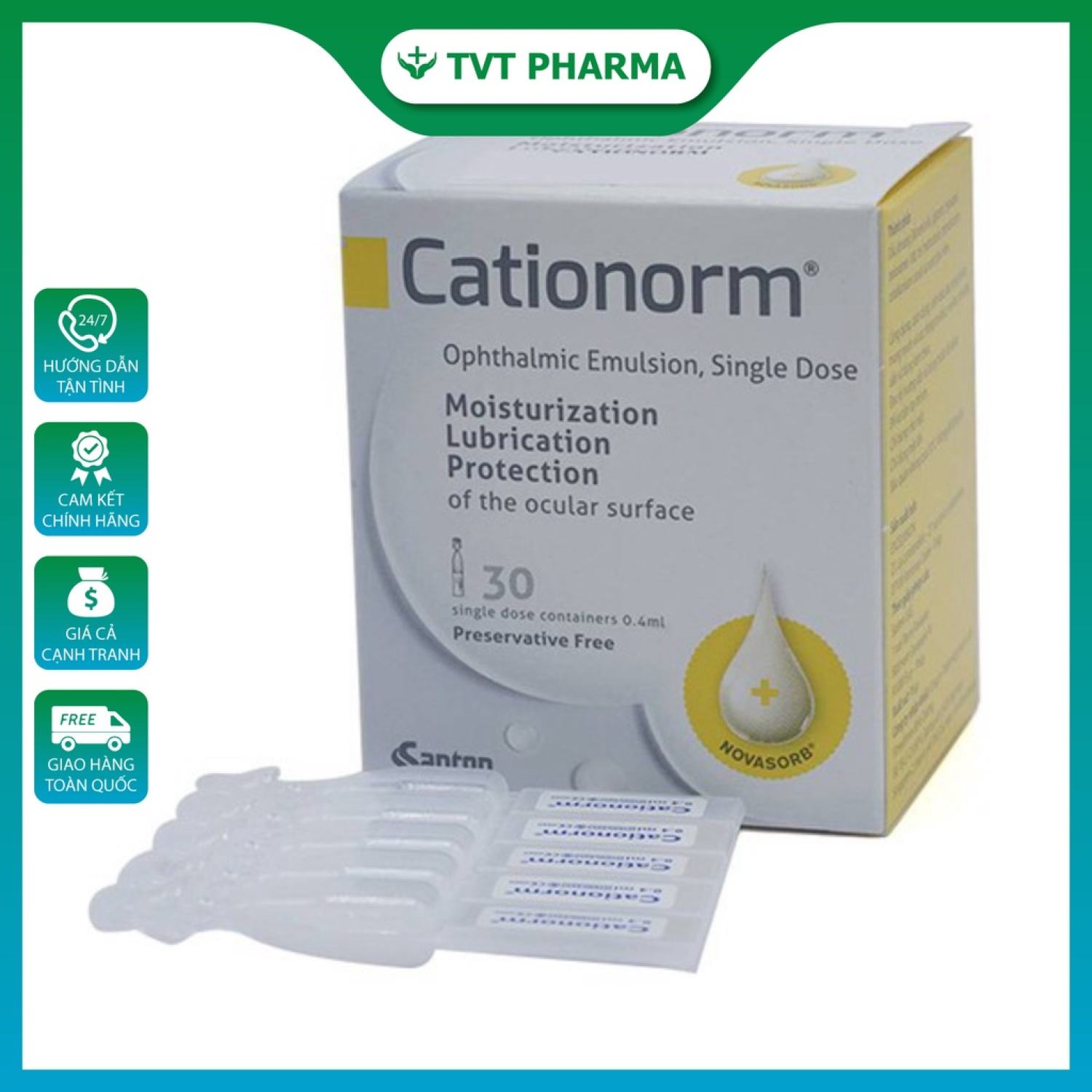 ✅Cationorm. Hộp 30 ống, mỗi ống 0.4ml date mới 2026