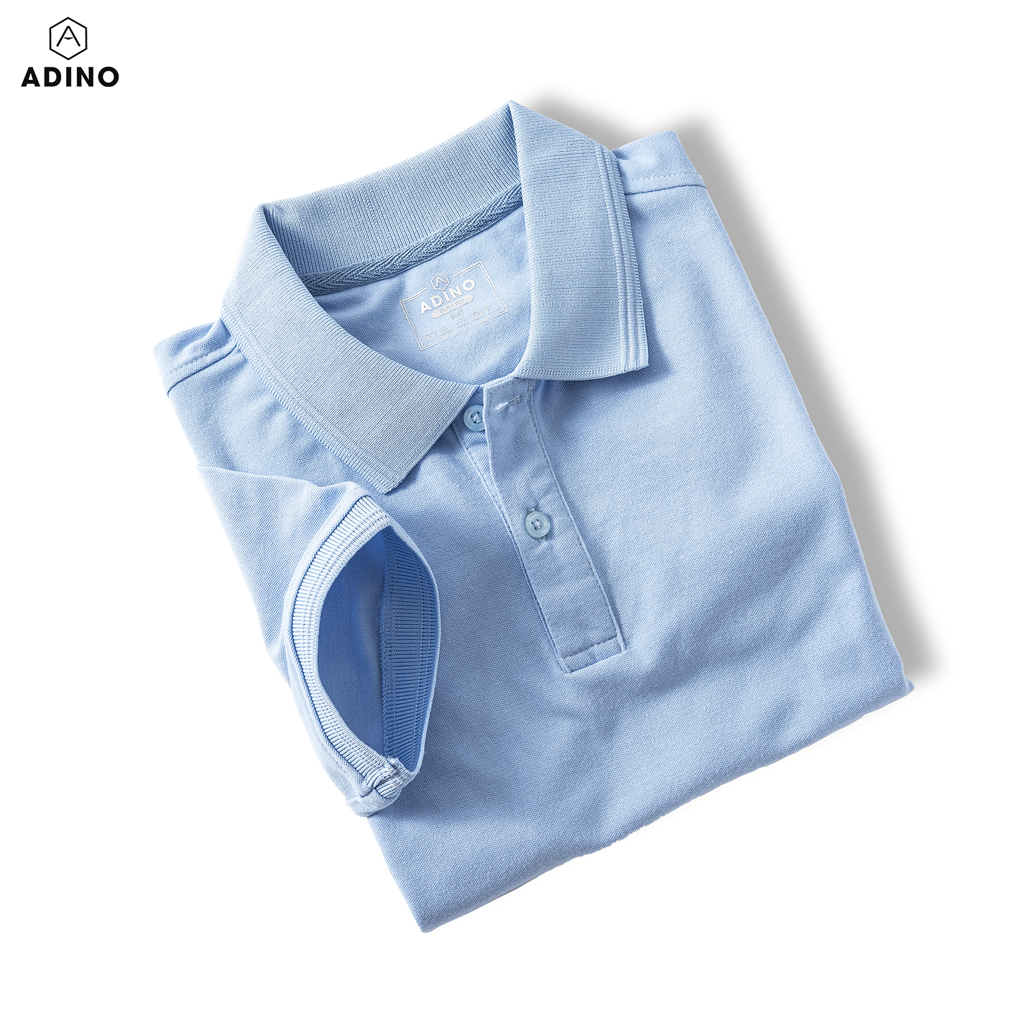 Áo polo nữ ADINO màu xanh nhạt phối viền chìm vải cotton polyester co giãn dáng công sở slimfit hơi ôm trẻ trung APN03
