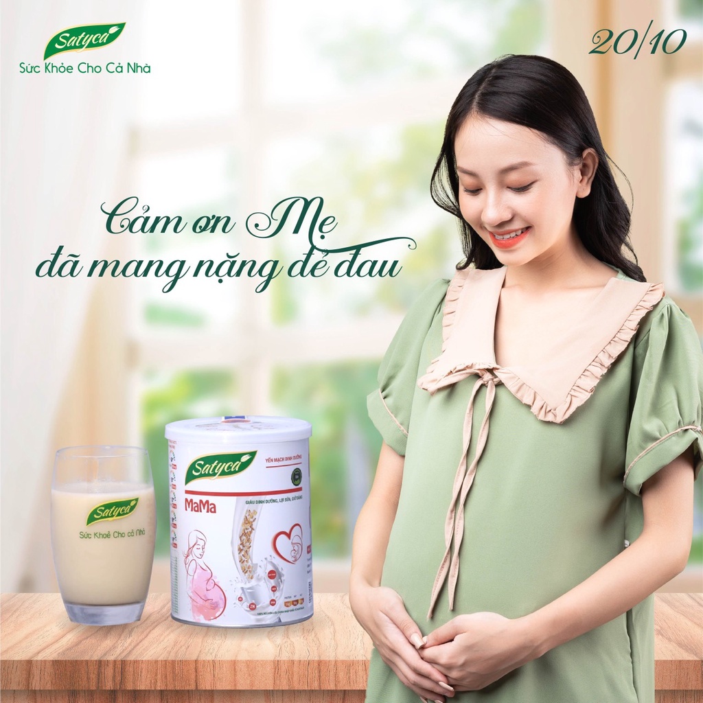 Sữa cho bà bầu, yến mạch dinh dưỡng Satyca MaMa, dinh dưỡng đầy đủ cho bà bầu, 410gr