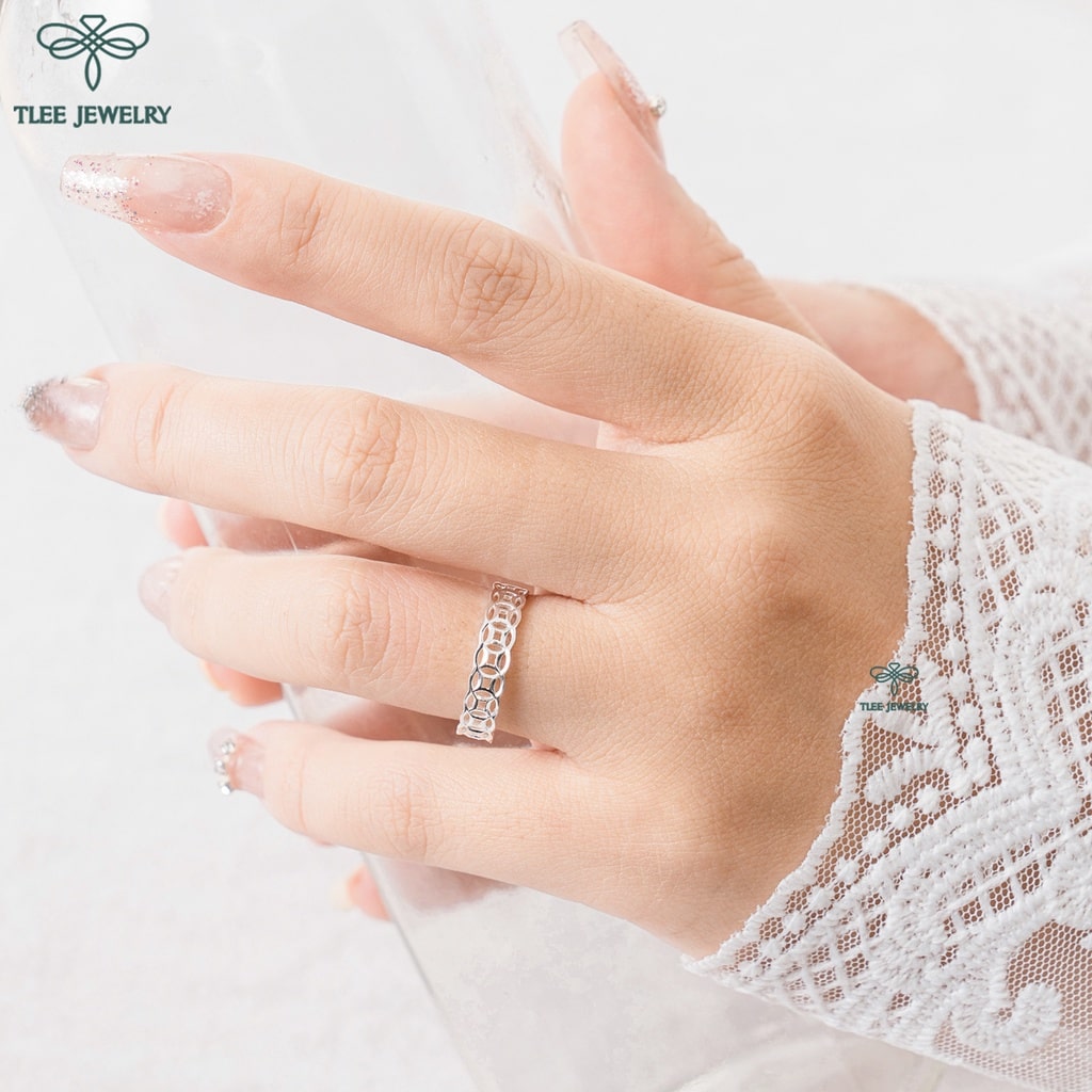 Nhẫn bạc Tlee kim tiền trơn basic TleeJewelry A0242