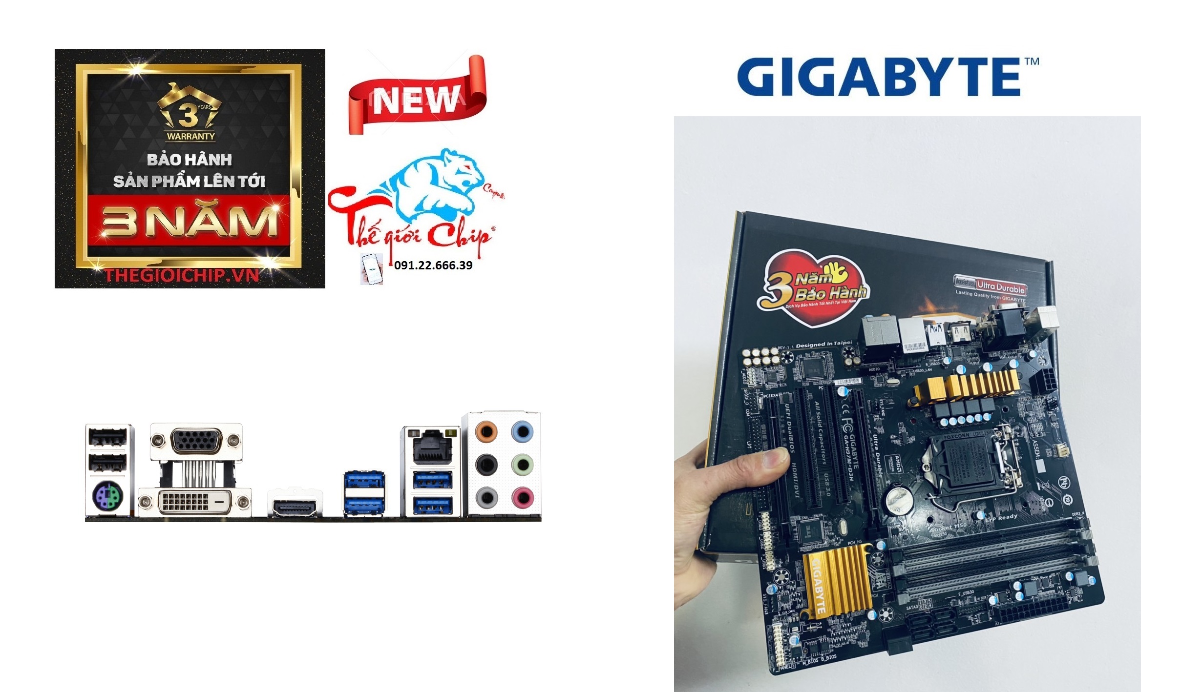 [HCM]Bo Mạch Chủ (Mainboard) Gigabyte GA-H97M-D3H (CTY Box-3 Năm)