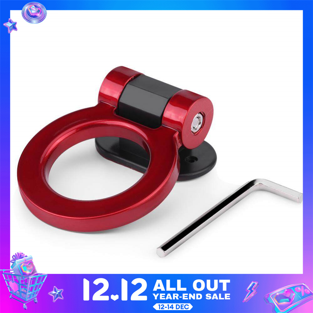Car Modified Adhesive Traction Round Ring Towing Bars Trailer Hook Decoration (Red)