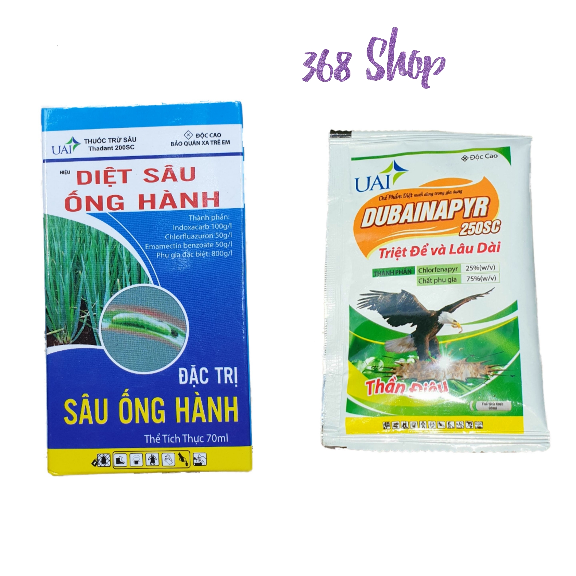 (Bộ 1 Bình 20l)💎 Thuốc trừ sâu kháng thuốc (Gồm Diệt Sâu Ống Hành + Thần Điêu)💖 Đặc trừ: Sâu Ống Hành, Hẹ mạnh. THADANT 200SC DUBAINAPYR 250 SC