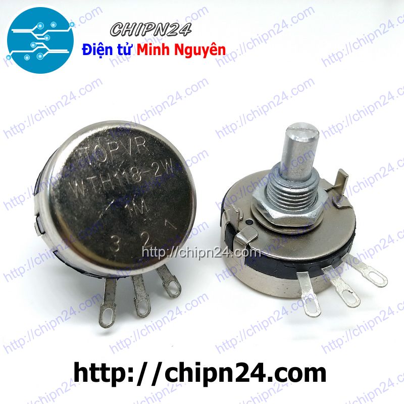 [1 cái] (f38.1) biến trở 2w wth118 trắng 1m (wth118-2w 1a, biến trở công nghiệp, biến trở công suất)