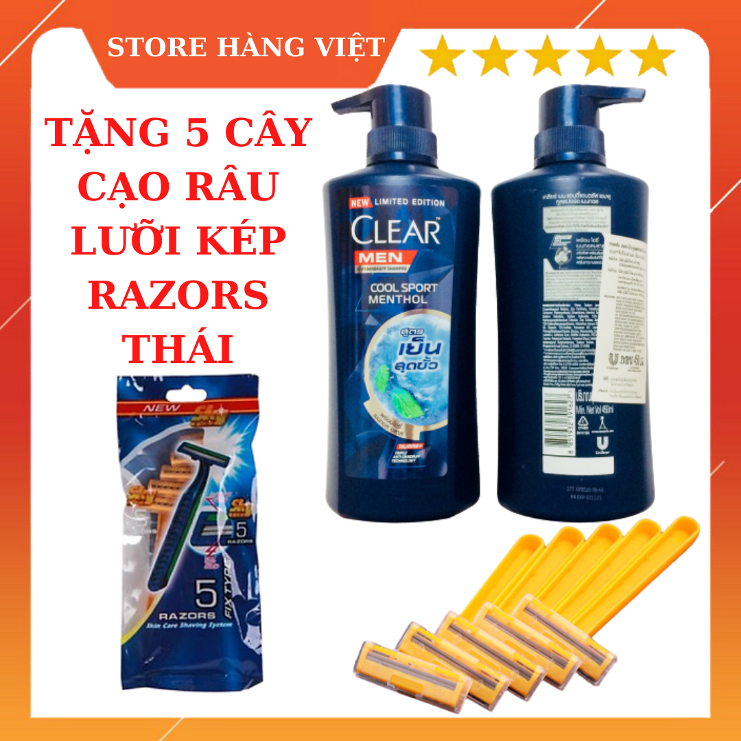 Combo Hai Chai Clear Men Thái Phiên Bản Limited Edition Tặng Kèm Bịt 5 Dao