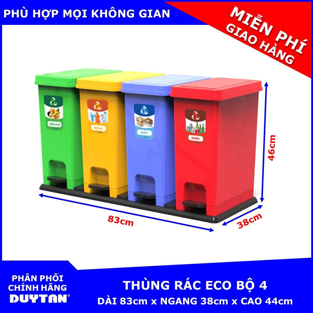 Thùng rác Duy Tân ECO bộ 4 màu giúp phân loại rác tại nguôn bảo vệ môi trường