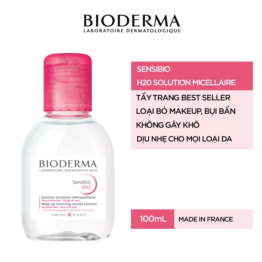 BIODERMA Tẩy Trang Sensibio H2O Micellar Water Makeup Remover cho da thường và da nhạy cảm 100ml