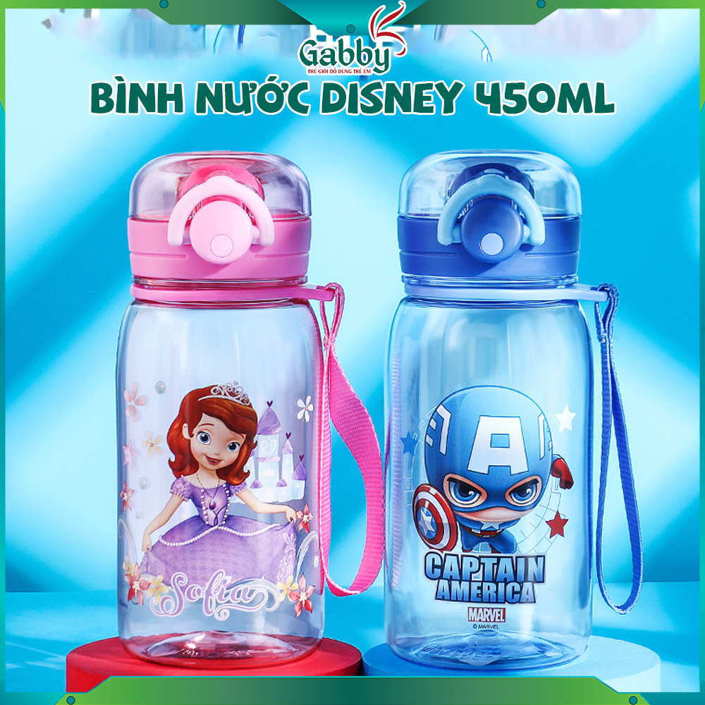 BÌNH NƯỚC DISNEY 450ML (SOFIA/ CAPTAIN AMERICA/ MICKEY/ MINNIE/ SPIDER MAN) - GABBY STORE