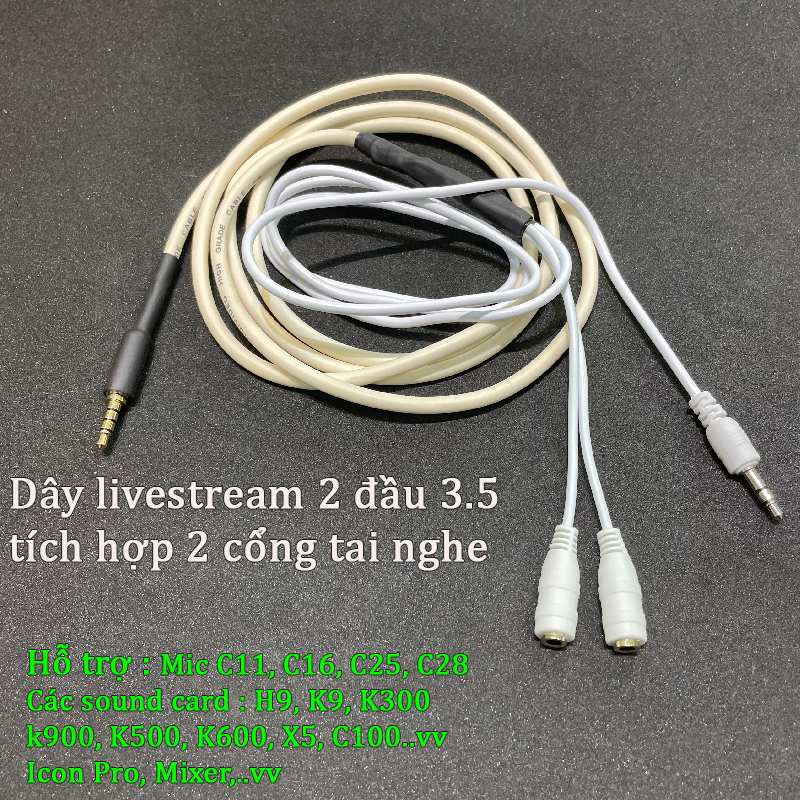 Dây Livestream đa năng thu âm có jack chia tai nghe sử dụng được cho sound card ,mixer,và tất cả dòng micro C11 C7 C25