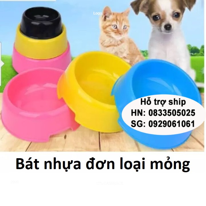 Doremiu- Bát ăn chó mèo (4 size) chén ăn đơn thú cưng bằng nhựa siêu bền