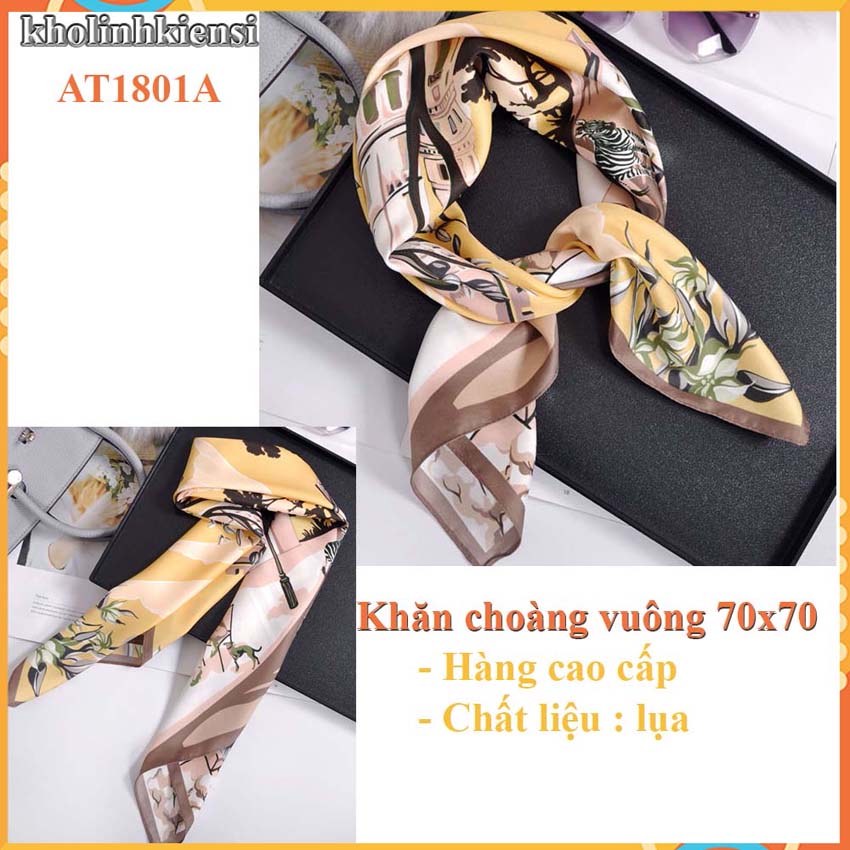 [HCM]Khăn choàng lụa vuông cao cấp at1801- Lụa-satin- khăn choàng cổ điệu đà cho phái nữ