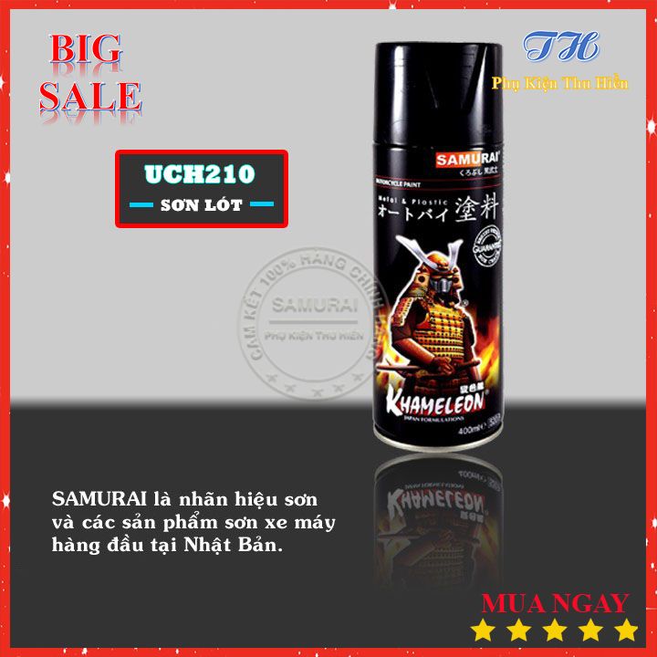 [HCM]Sơn Xịt Chính Hãng SAMURAI Dành Cho Xe Máy Lót Xám UCH210
