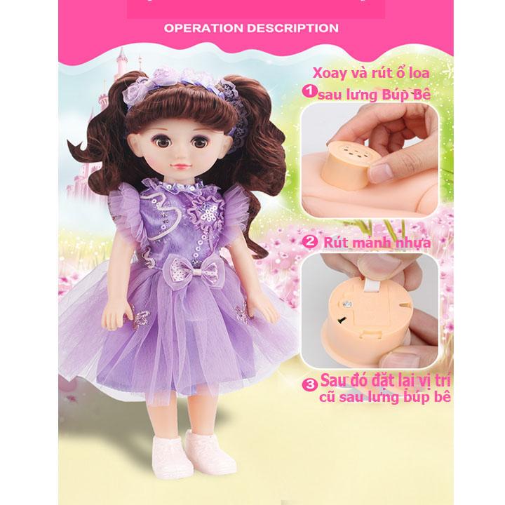 Búp Bê Mắt 4D Doll Thông Minh Biết Hát ,Phát Nhạc ( Tím)