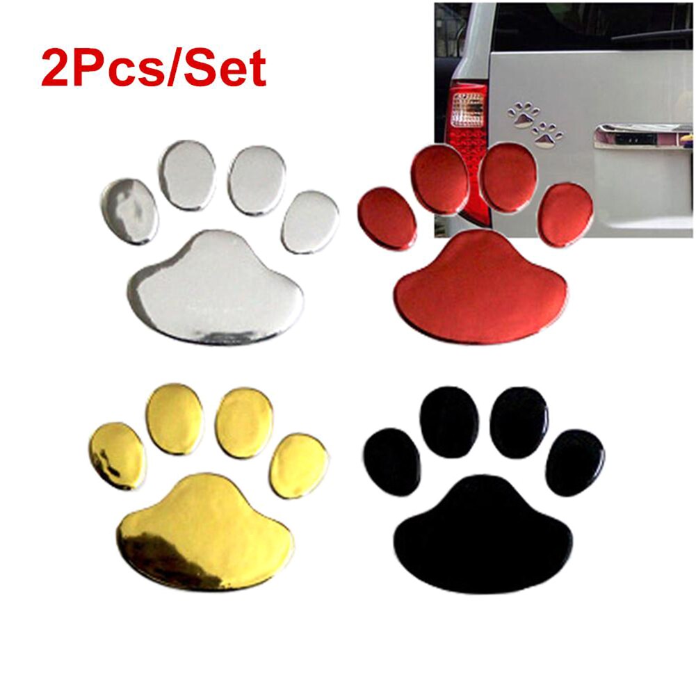 Tem dán xe ô tô sticker hình chân chó màu vàng/ màu bạc cao cấp