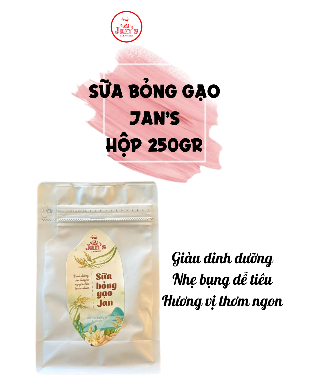 Sữa Bỏng Gạo Jan’s Túi 300gr Bữa sáng tiện lợi Bữa phụ đủ chất Thơm ngon, dễ tiêu, giàu dinh dưỡng Koshka Home