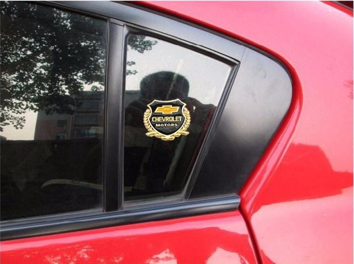 Bộ 2 miếng dán logo kim loại chữ CHEVROLET bông lúa