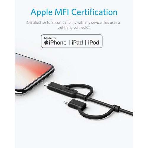 Cáp 3 in 1 ANKER Powerline II 0.9M - A8436 (Lightning - Type C - Micro USB)
