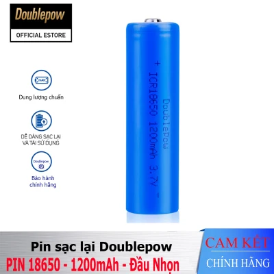 Pin sạc 18650 - 1200mAh đầu lồi (xanh) chính hãng Doublepow, Pin Lithium 3,7V - 18650 dung lượng thực 1200mAh