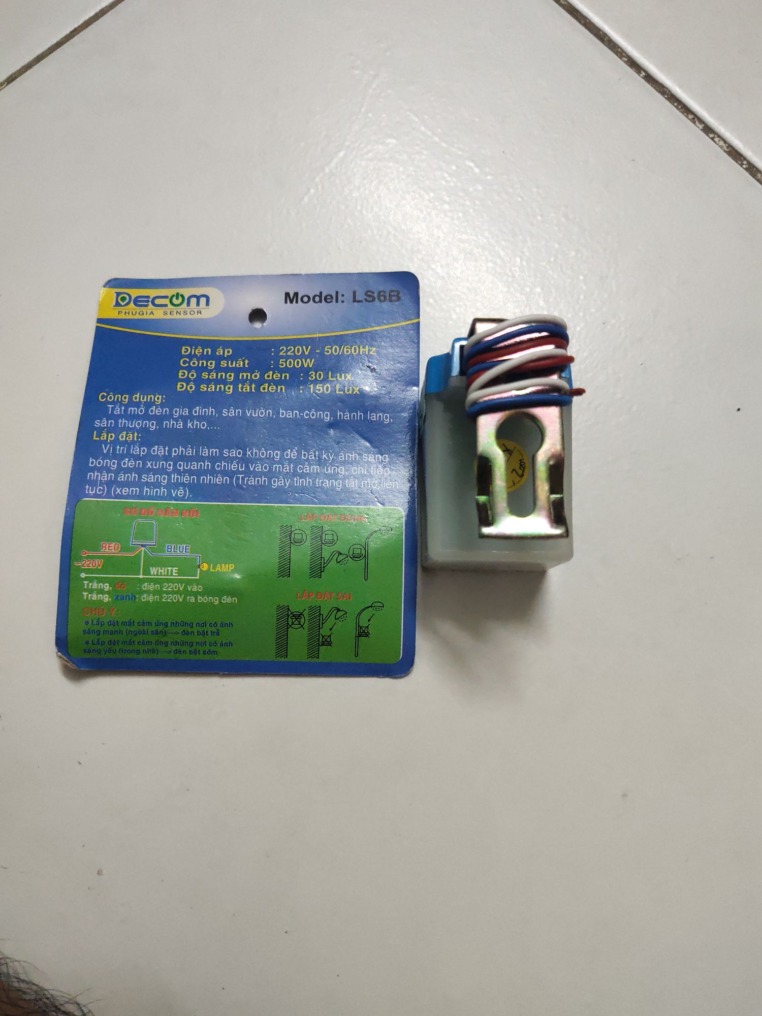 [HCM]Công tắc cảm ứng ánh sáng Decom LS6B