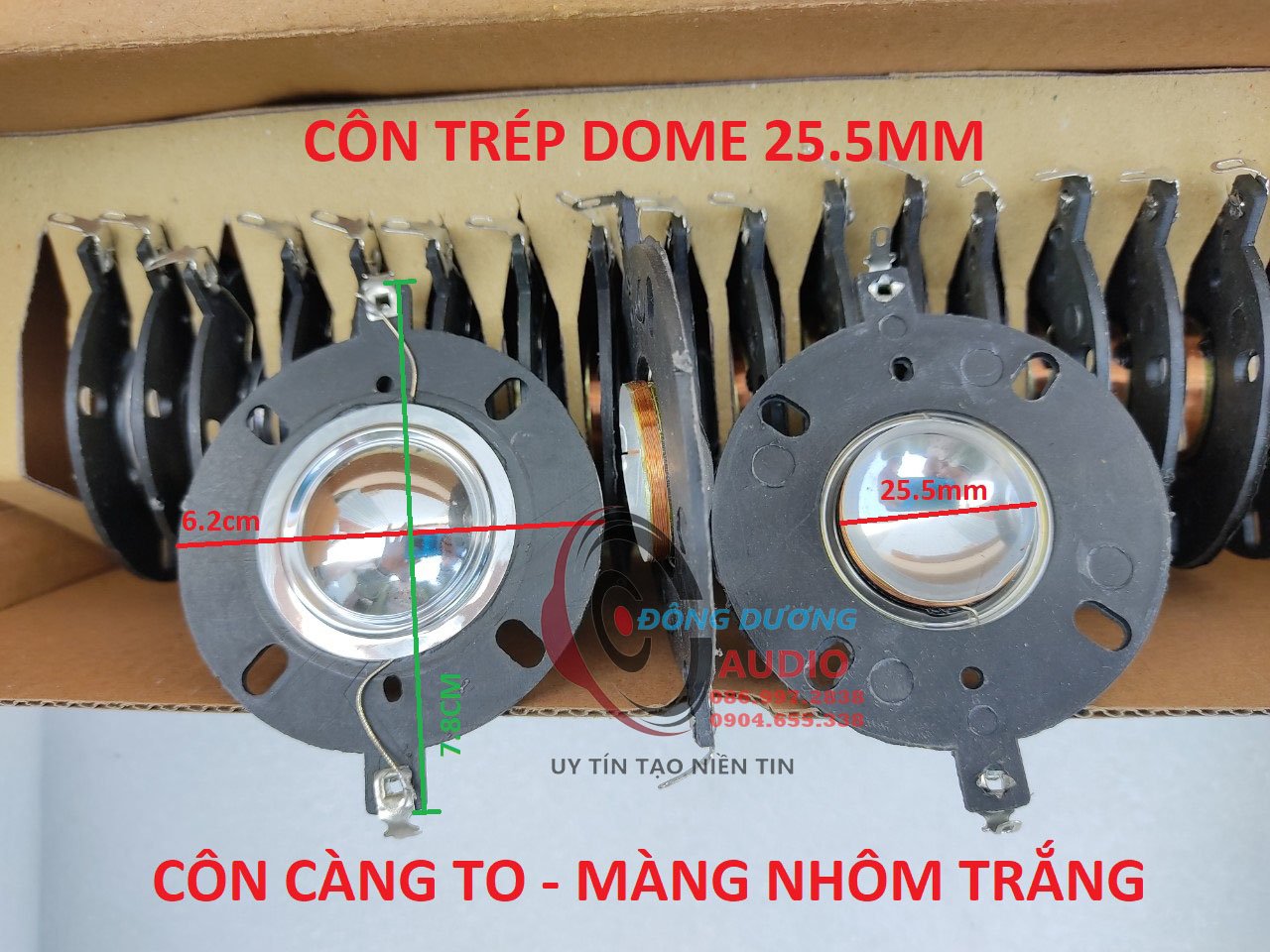 Coil loa trép đôn 25.5mm càng to màng nhôm trắng - giá 1 cái