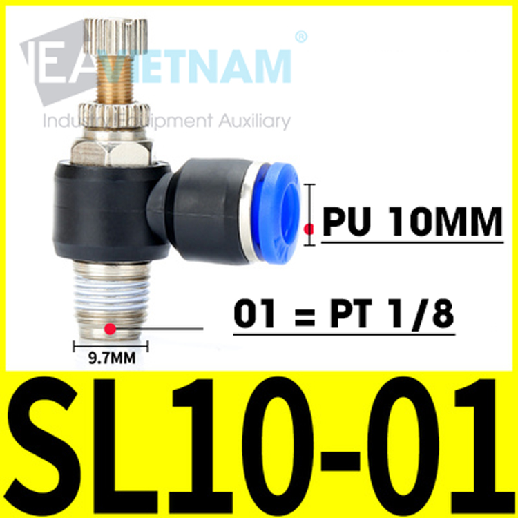 Van tiết lưu điều chỉnh khí nén sl 10-01 g1/8 ren 10mm sl10-01