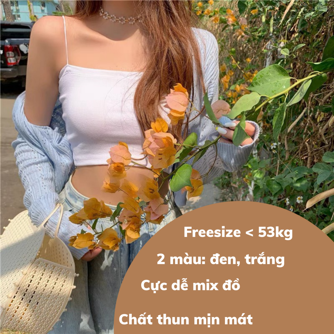Áo 2 dây quai mảnh sợi bún dễ mix đồ