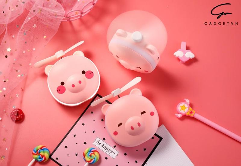 Gương mini cầm tay có đèn led kèm quạt
