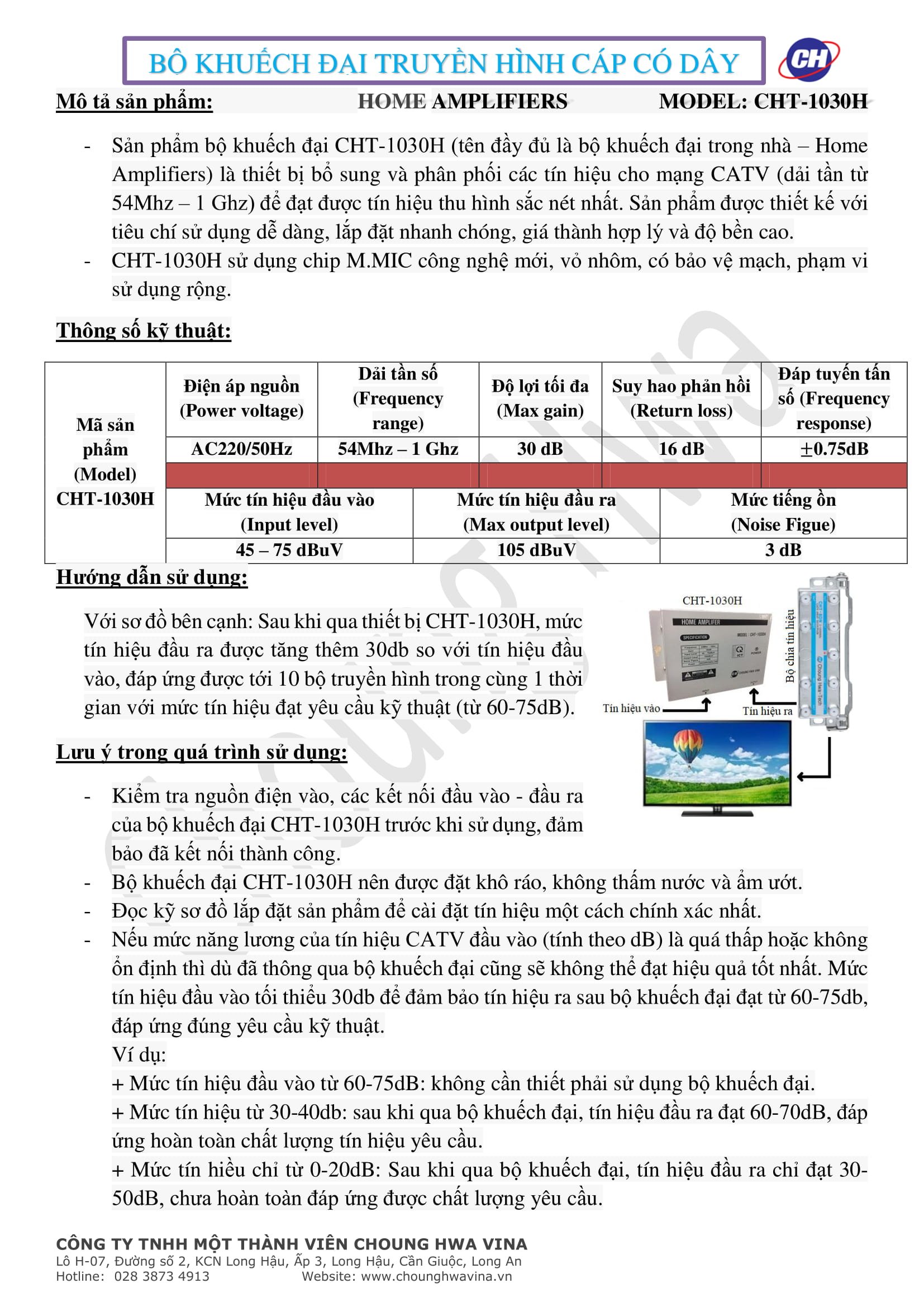 BỘ KHUẾCH ĐẠI TRUYỀN HÌNH CÁP CÓ DÂY