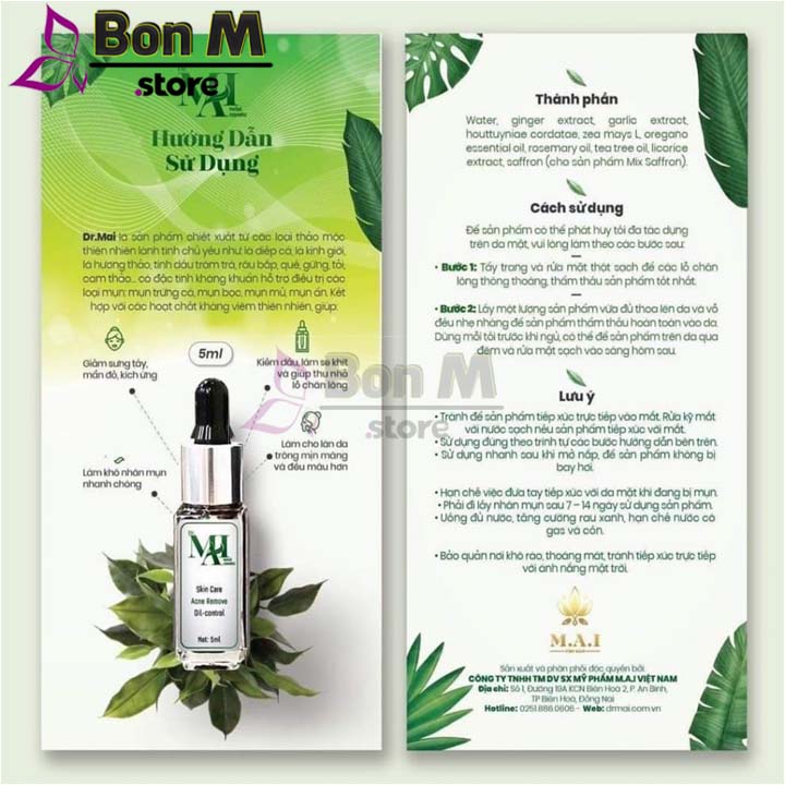 Serum Thảo Mộc Mụn Dr Mai - Hết Sẹo Mờ Thâm Hiệu Quả