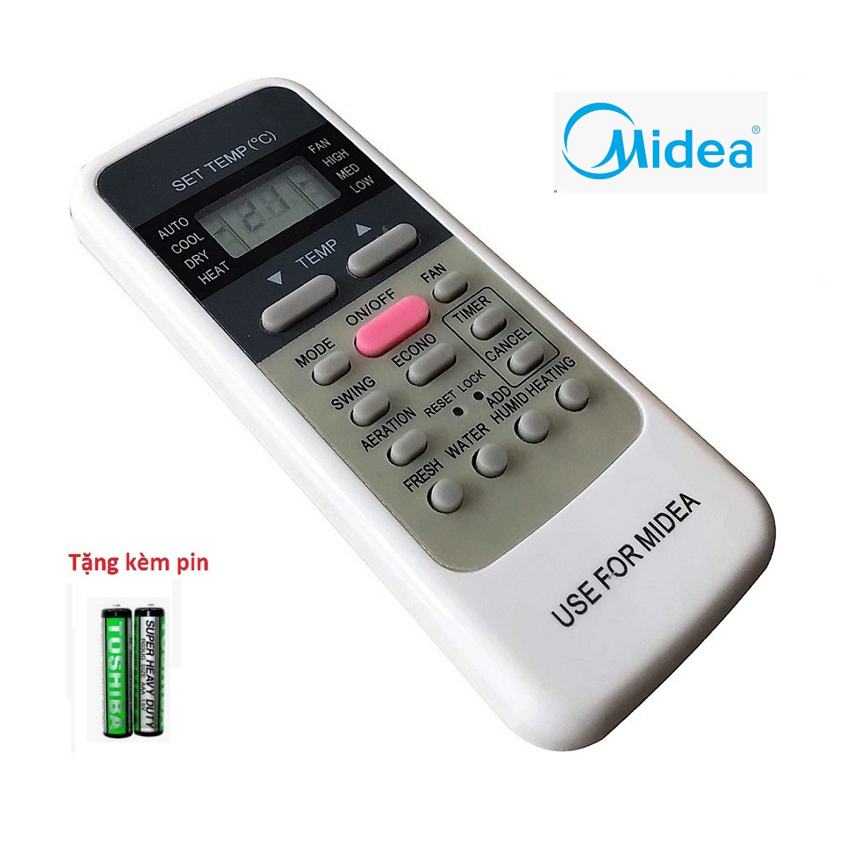 Điều khiển điều hòa Midea R51M/E 1 nút hồng mặt xanh loại tốt thay thế cho mã khiển zin theo máy - Remote midea - Remote máy lạnh Midea R51M/E nút hồng ở giữa -Bảo hành 3 tháng