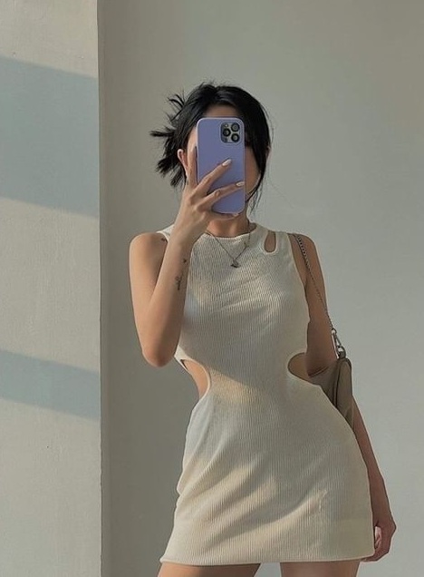Đầm thun khoét eo - D180