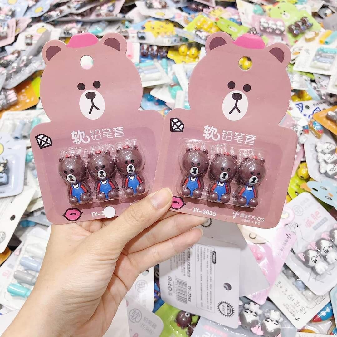 [MUA 2 GIẢM 5%]Set Nắp Đậy Bút Chì Chuốt Mẫu Thú Cute cho bé
