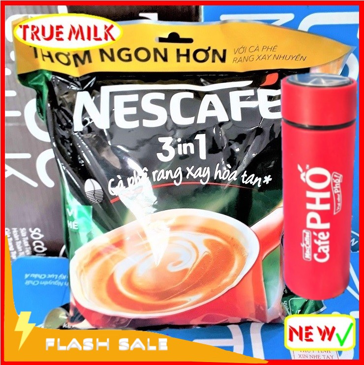 [Mẫu mới] Nescafe Túi Xanh 46gói x 17g (Tặng bình giữ nhiệt cafe Phố Flash Sale)  - Ca phe rang xay hoa tan - cafe sữa đá - nescafe do - ca phe sua da  - ca phe 3in1 - café 3in1 - ca phe hoa tan - café pha san- nescafe bich xanh - nesxanh46