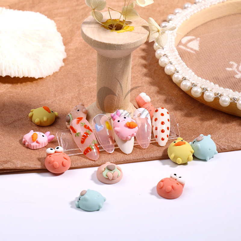 Set charm hoạt hình trang trí móng, charm thú mix kiểu (túi - 20 charm)