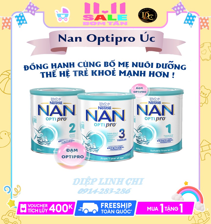Sữa NAN OPTIPRO ÚC lon 800gram đủ số dinh dưỡng cho bé