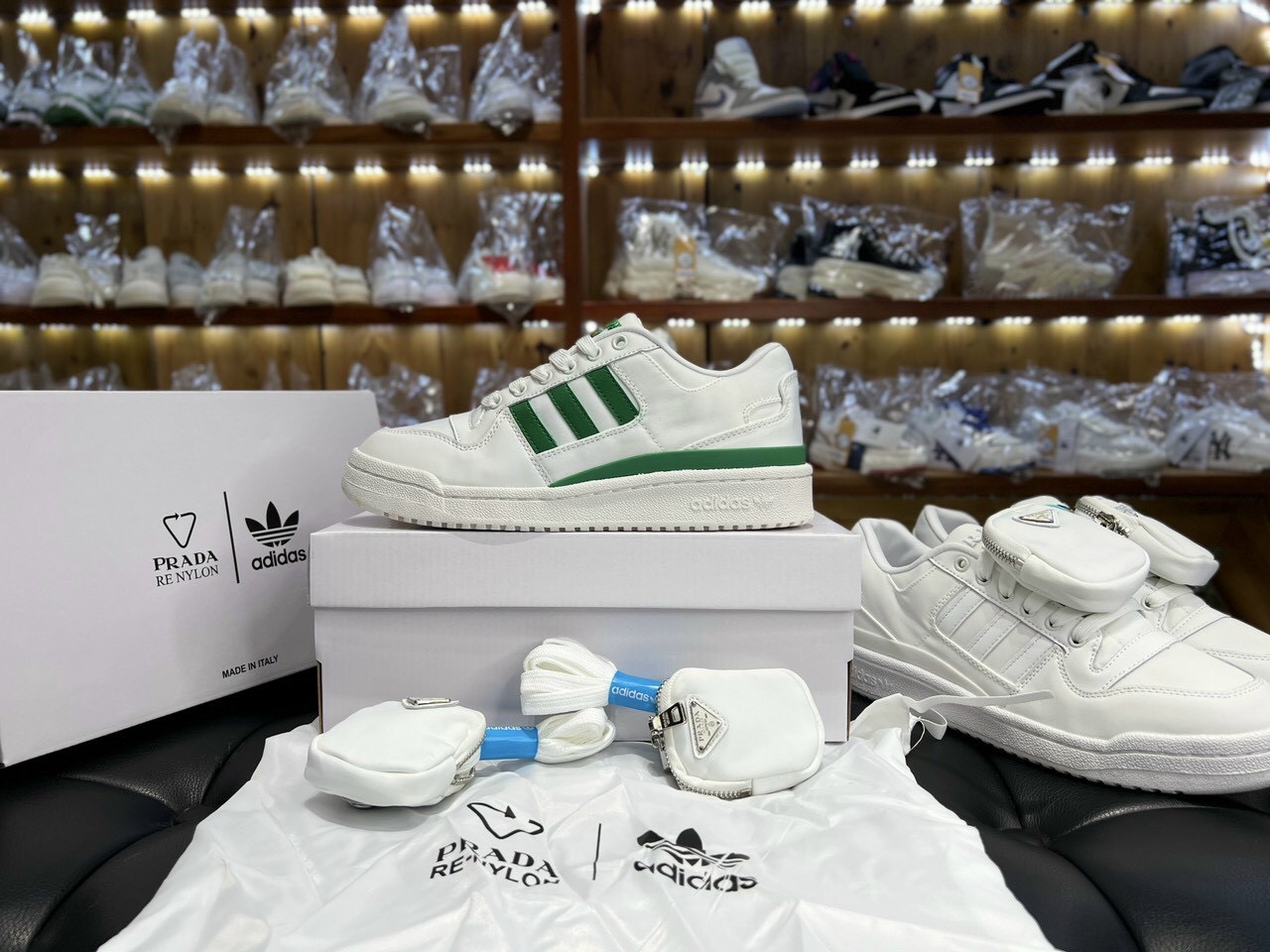 Giày thể thao Adidas x Prada Forum Buckle Low White Green Mẫu Adidas Hot  Độc Lạ 2023 