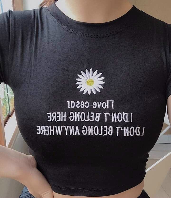 [HCM]Áo croptop thêu hoa cúc