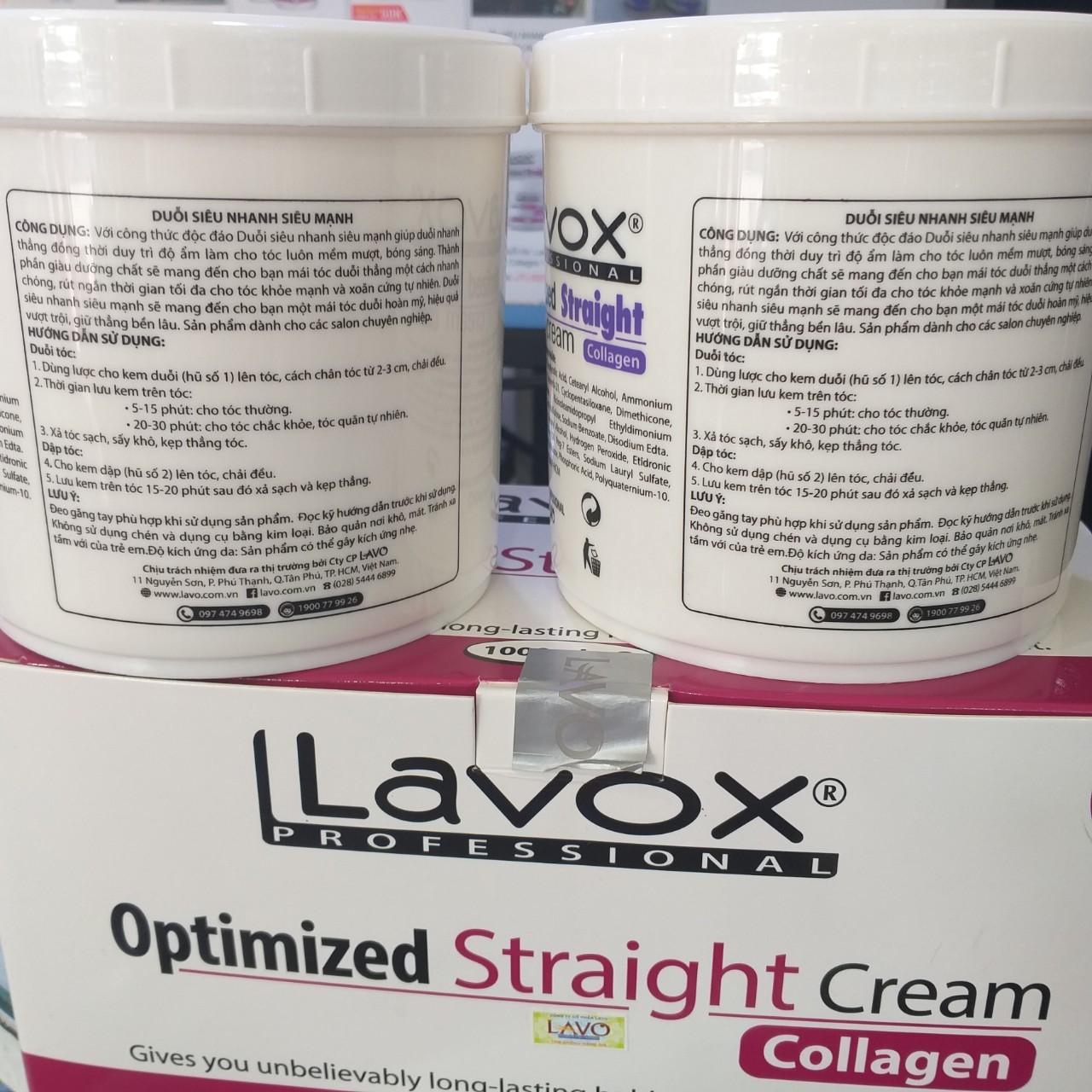 [HCM]Kem duỗi tóc Lavox tím Collagen 1000ml x2