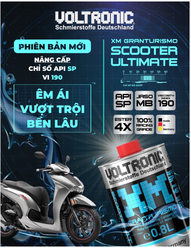 MỚI NHẤT Dầu nhớt Tổng Hợp Xe Tay Ga VOLTRONIC XM SCOOTER ULTIMATE 0.8L