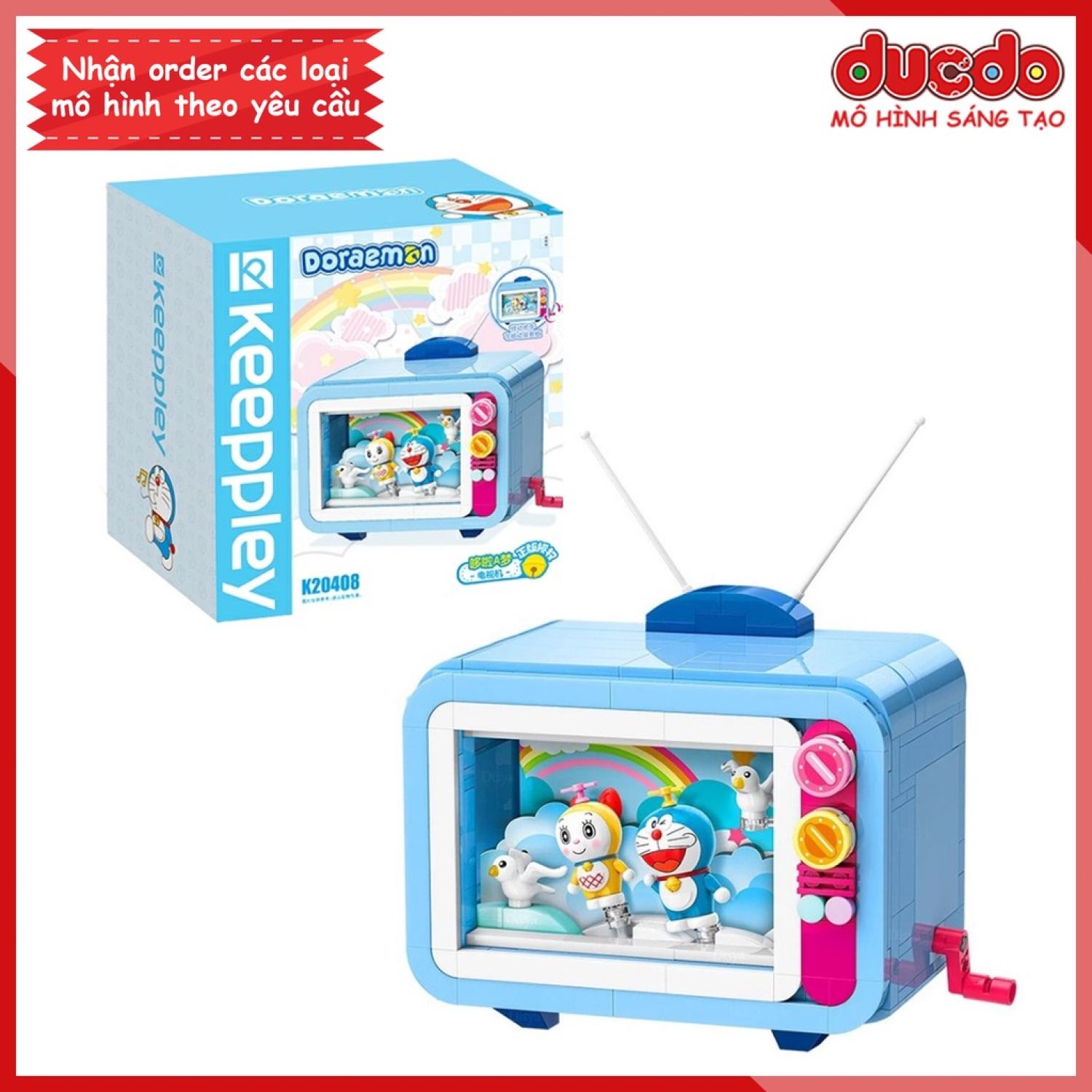 Keeppley K20408 Lắp ɡhép tivi Doraemon phát được nhạc -Đồ chơi Xếp hình Mô hình Doremon K20402
