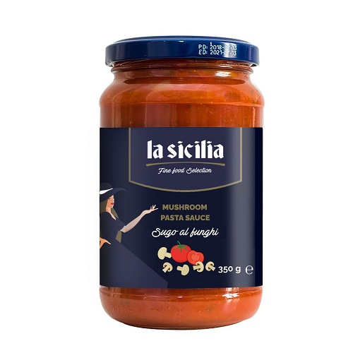 Sốt spagetty cà chua và nấm Tomato + mushroom sauce La Sicilia 350gr nhập