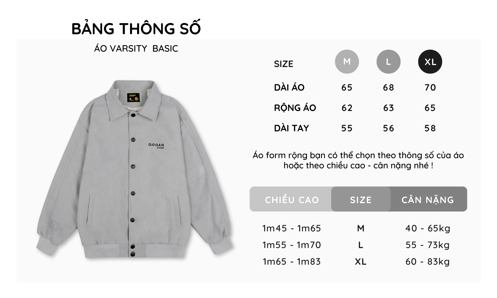 Áo Khoác Varsity Bomber Gooan Basic Form Rộng