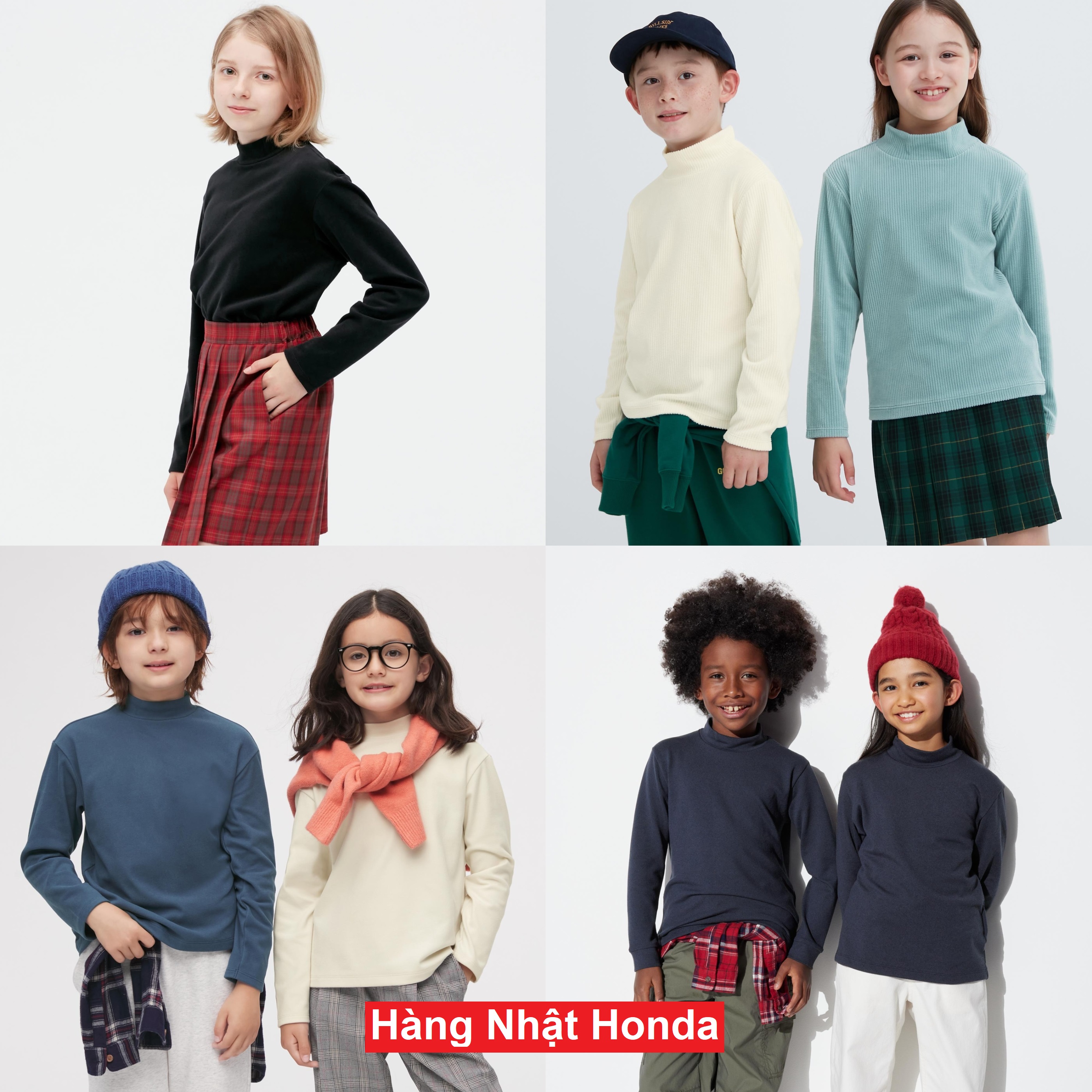 [Auth Uniqlo] Áo Nỉ Dạ Lông Cừu Cao Cổ Trẻ Em - Tag Nhật