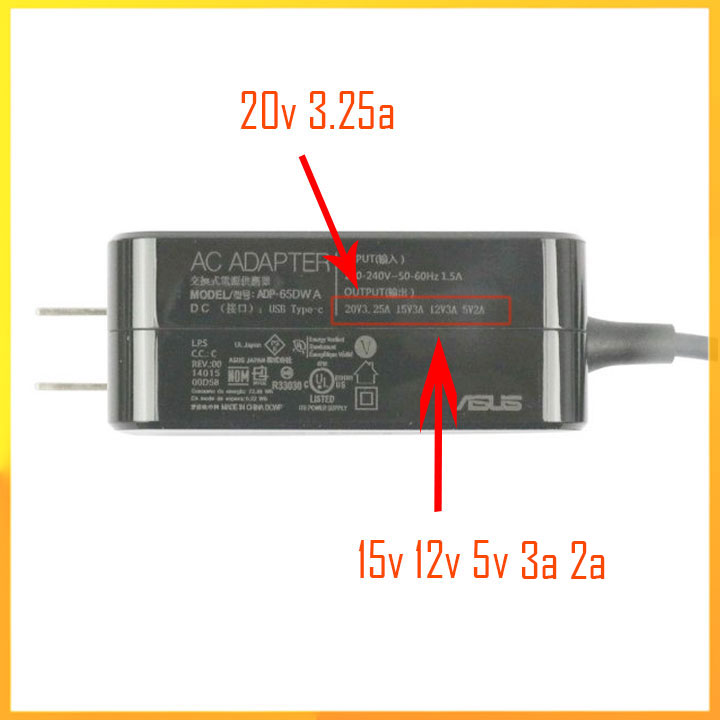 Sạc pin laptop asus 20v 3.25a 65w chân usbc