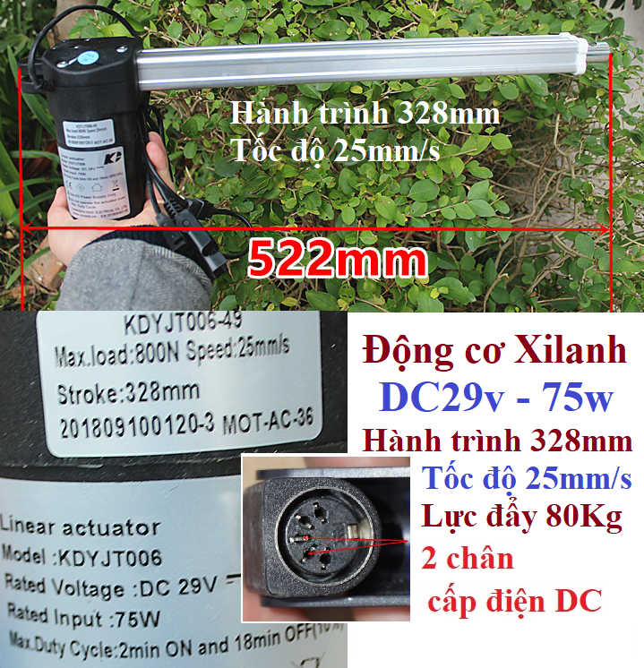 Động cơ Xi lanh dạng trượt các loại nâng cao tối đa 328mm và 400Kg