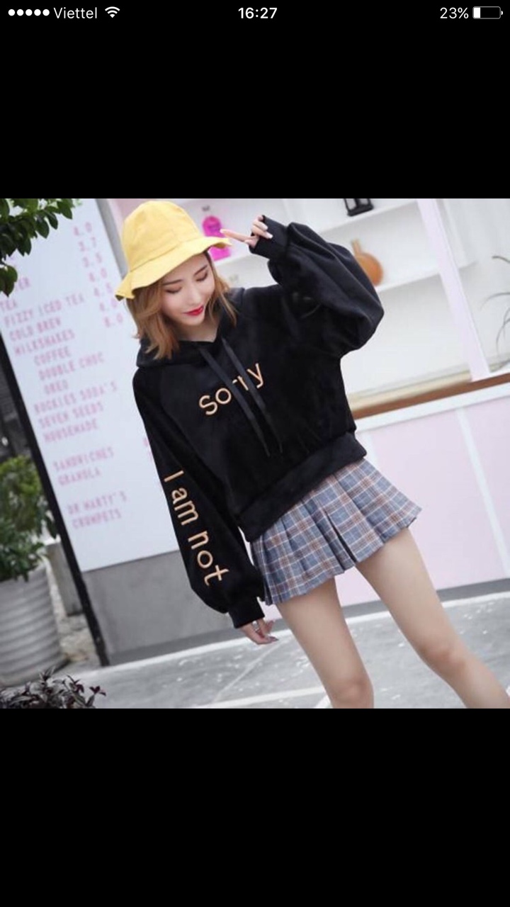 Áo nỉ phối mủ in chữ sorry cá tính tt0008