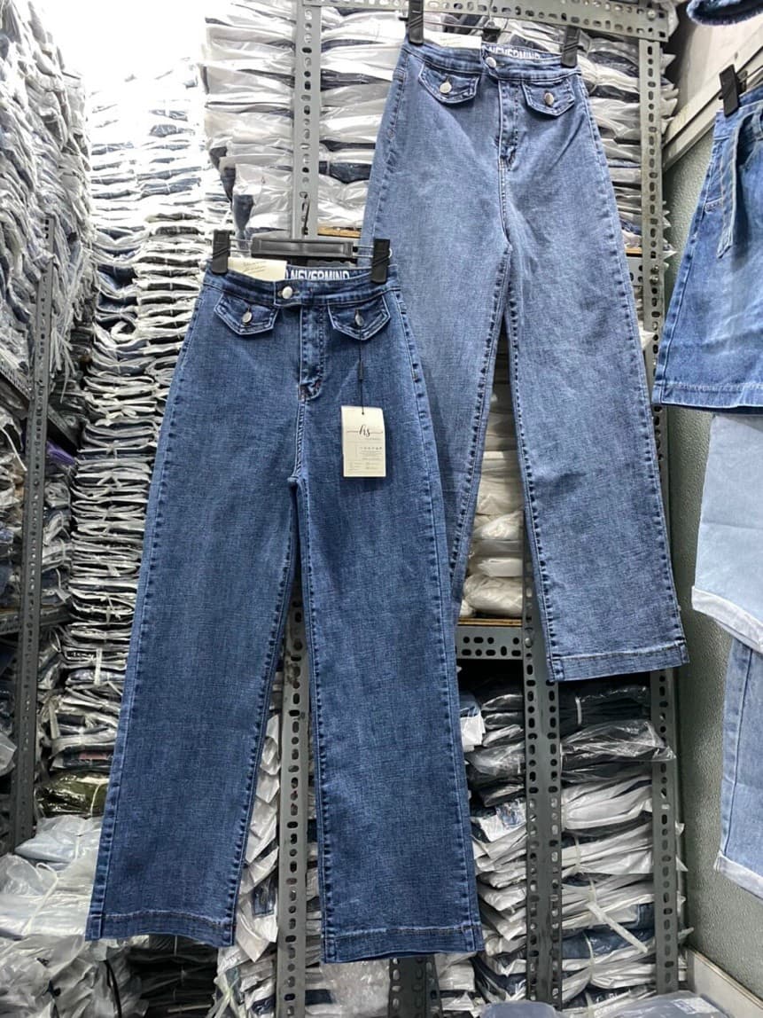 [HCM]QUẦN JEAN DÀI ỐNG SUÔNG CO GIÃN TÚI KIỂU LƯNG SIÊU CAO SHOP PHƯƠNG CHÂU